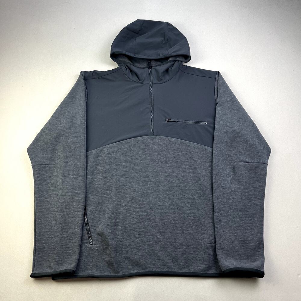 Hill City Hoodie Sweatshirt Adult Large Gray Black City Grid 1/2 Zip Athletic